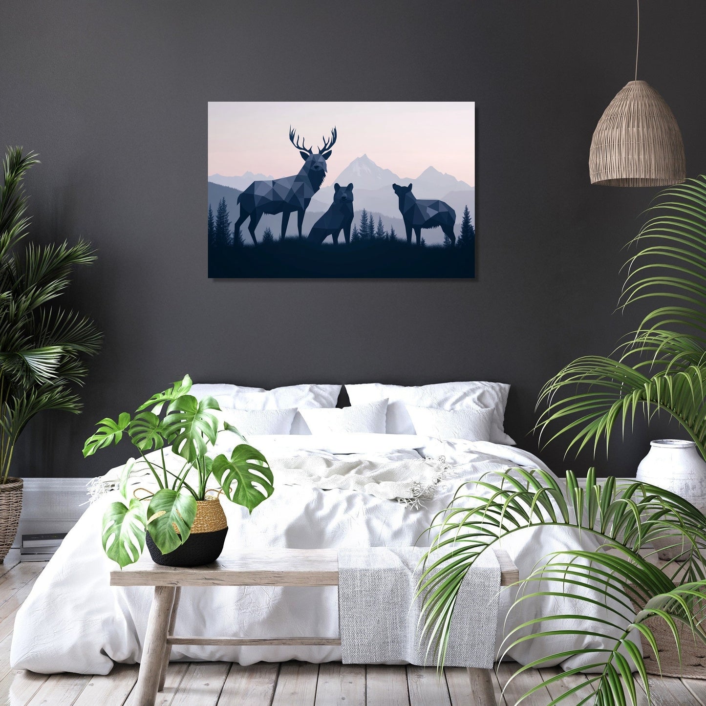 Sombre Wildlife Geometry Canvas