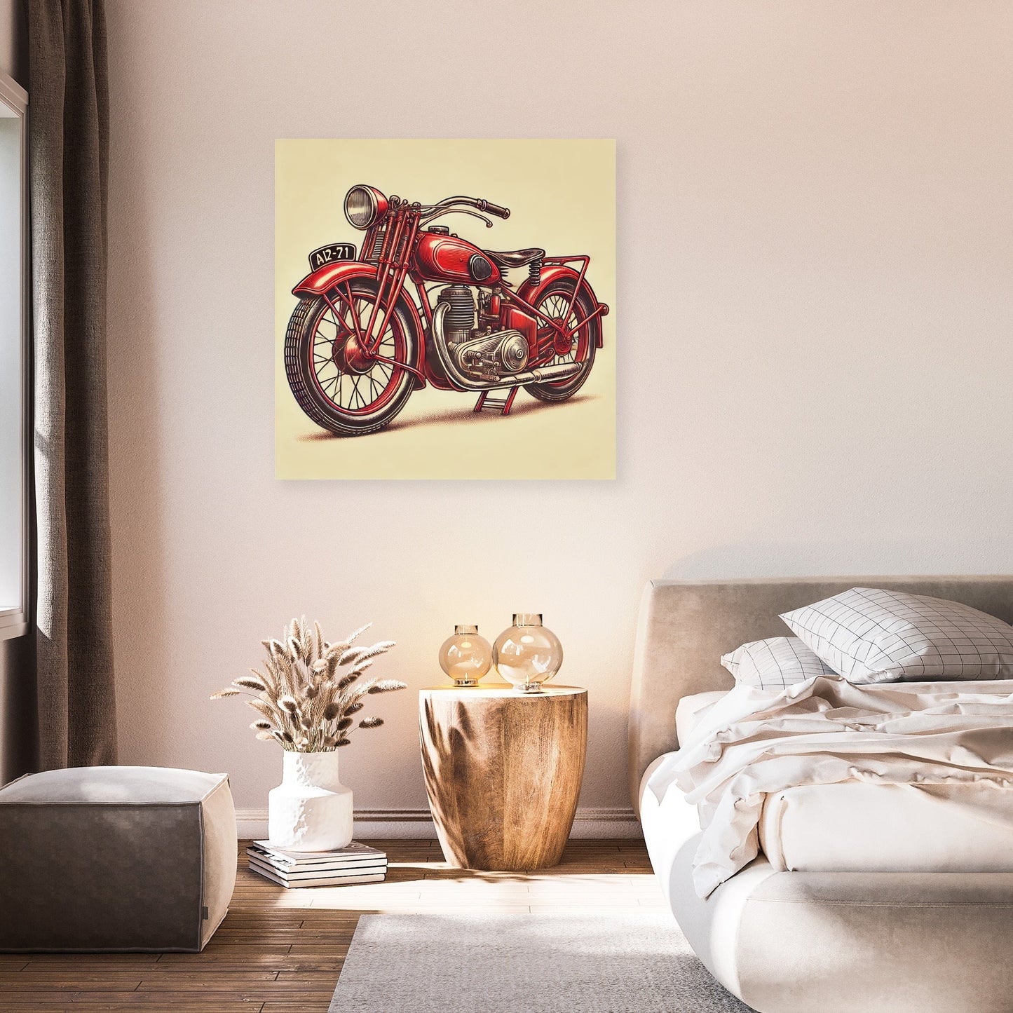Retro Red Motorcycle Canvas