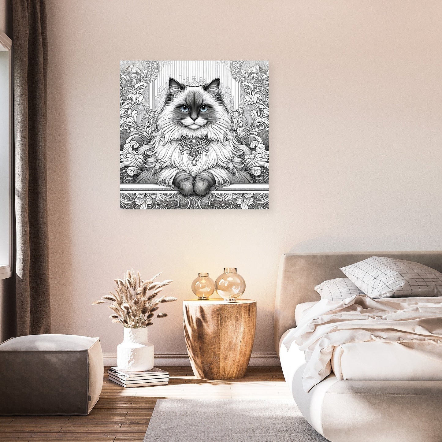 Glamour Ragdoll Line Art Canvas