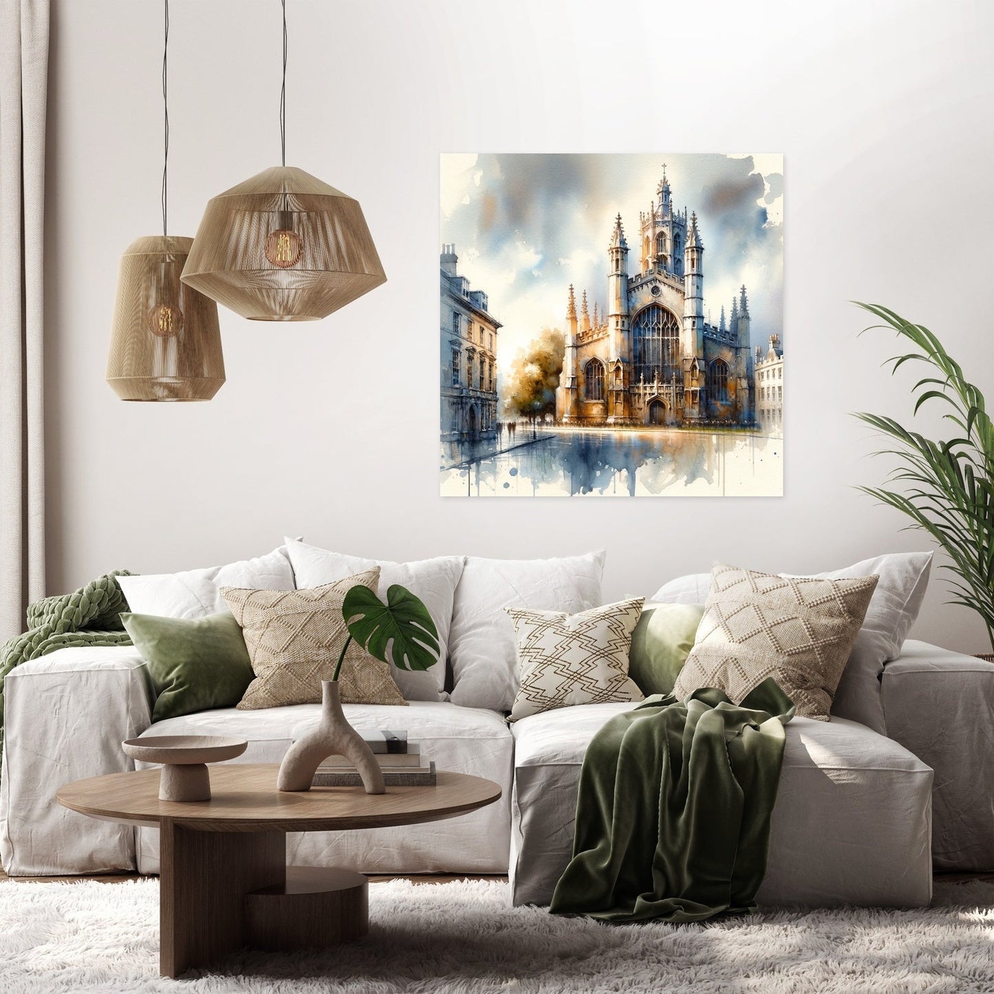 Cambridge St Mary's Watercolor Whisper Canvas