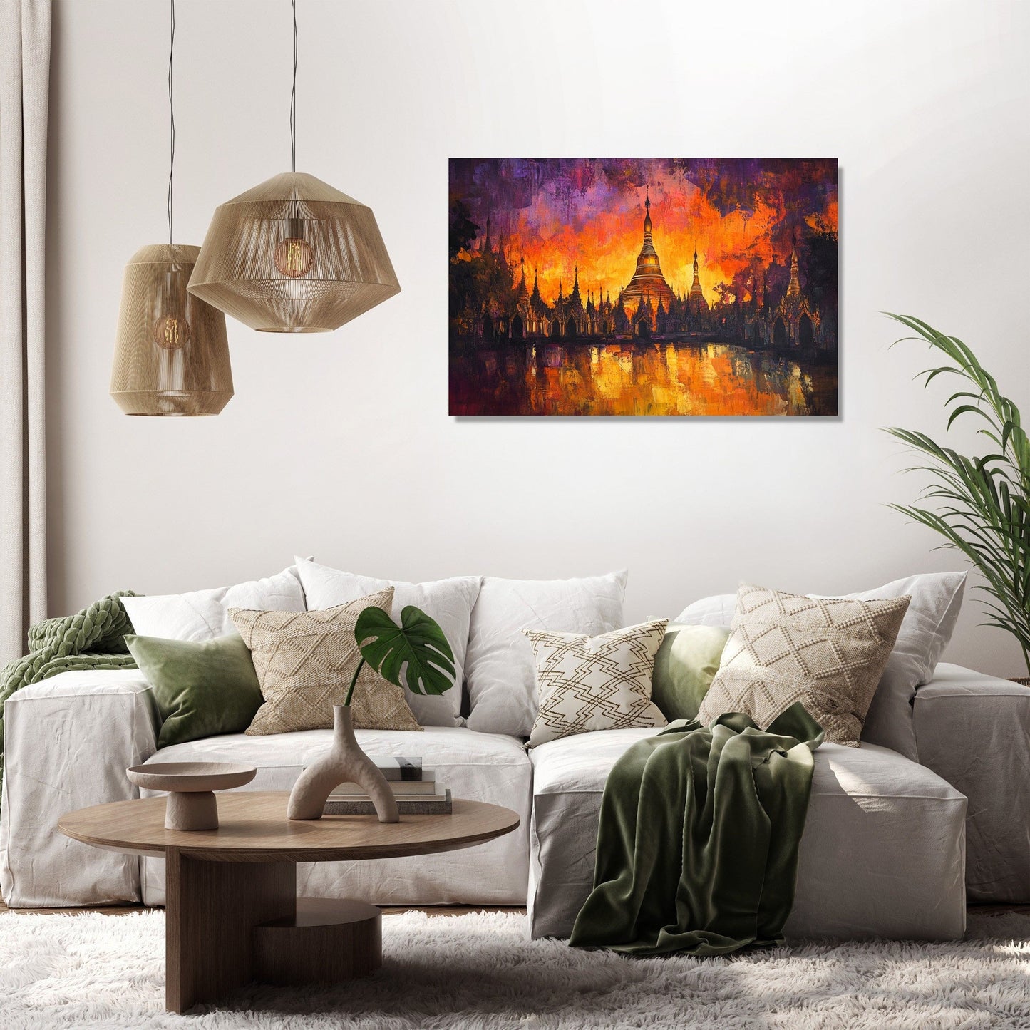 Shwedagon Sunset Reflection Canvas