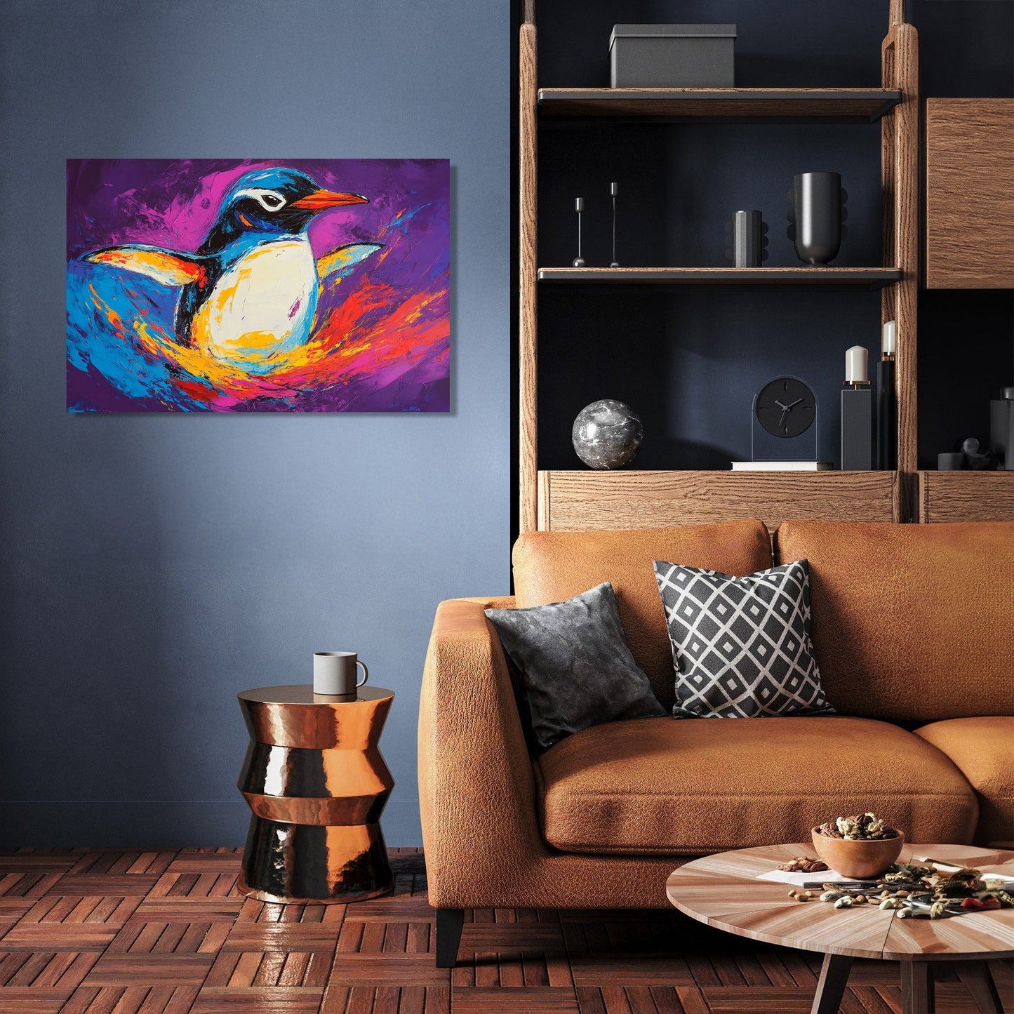 Penguin in Purple Canvas