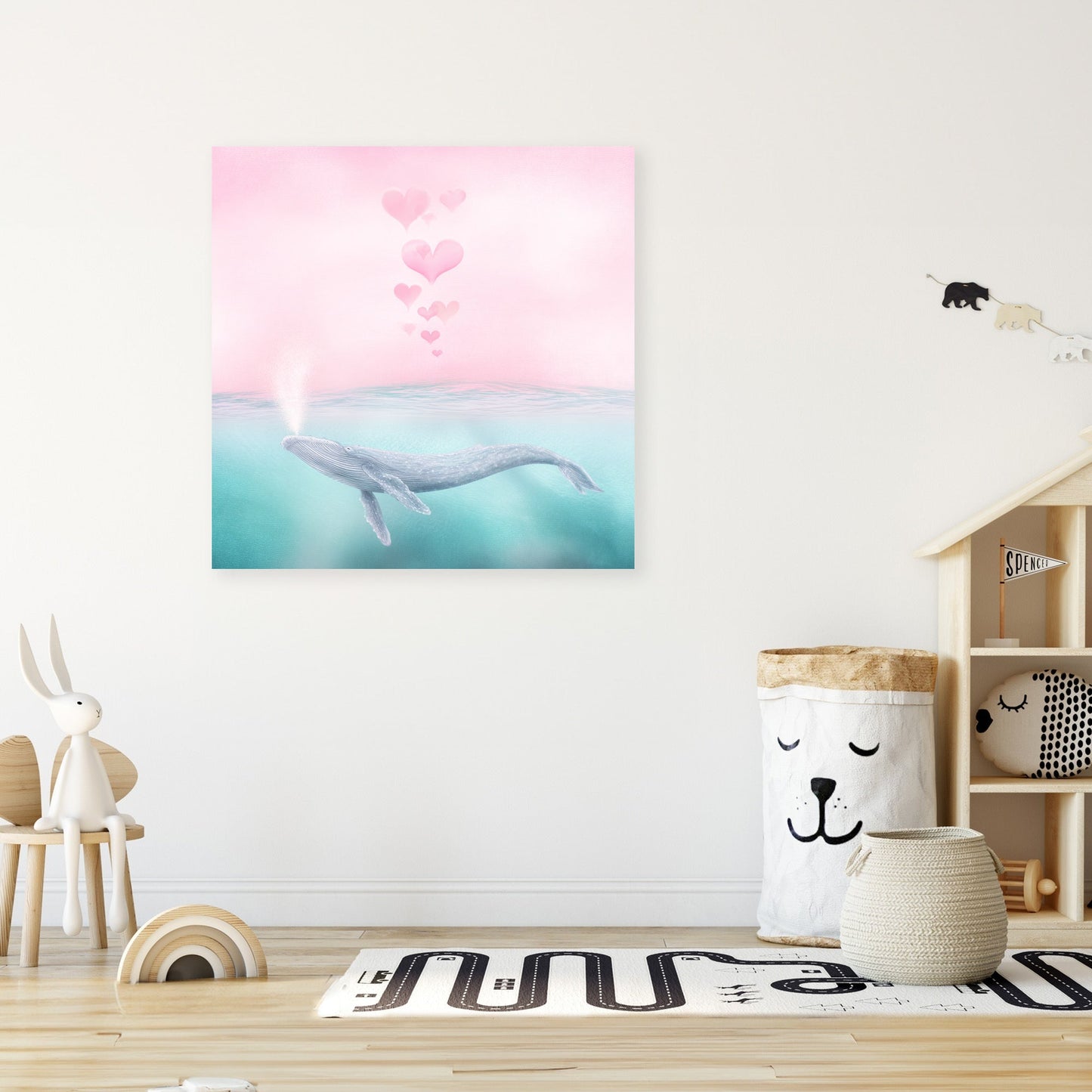 Heart Bubbles Whale Canvas