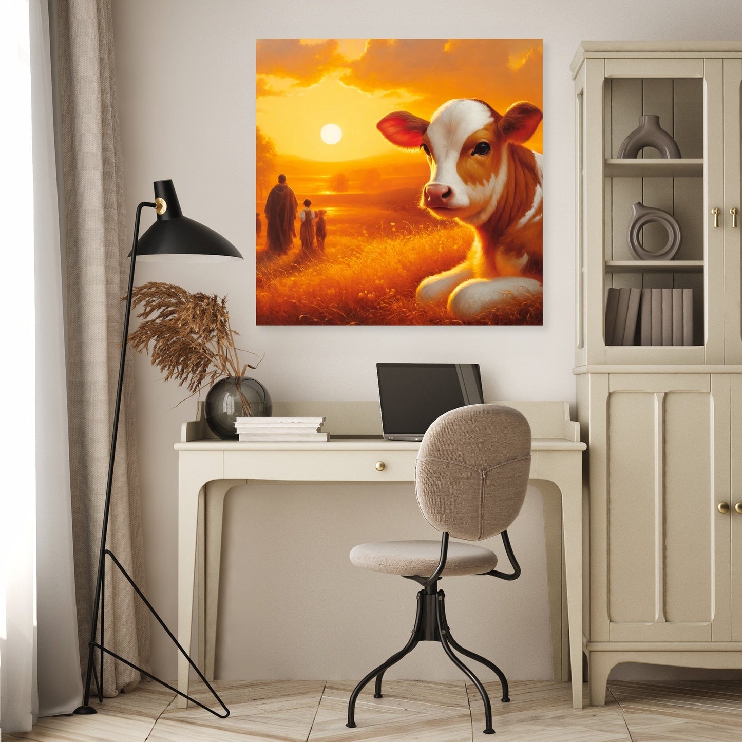 Golden Hour Cow Canvas