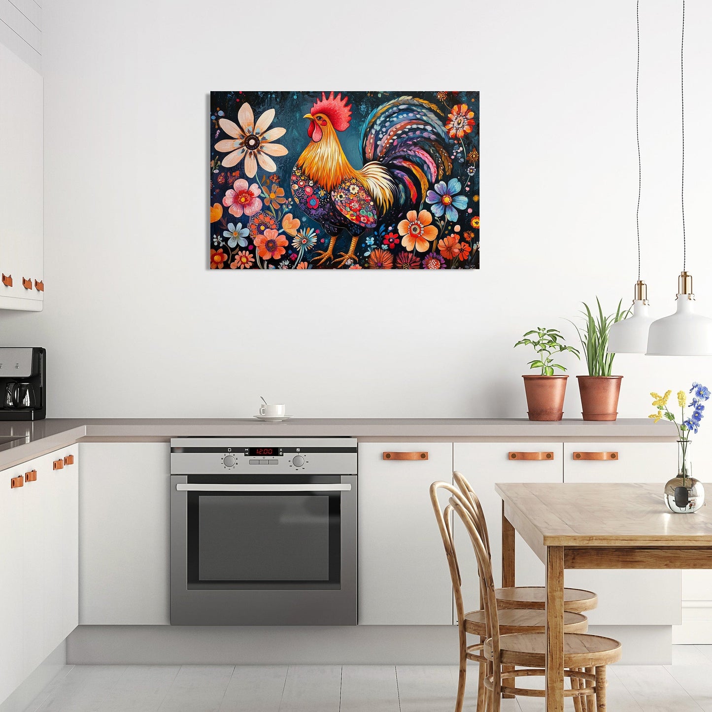 Rooster's Floral Canvas