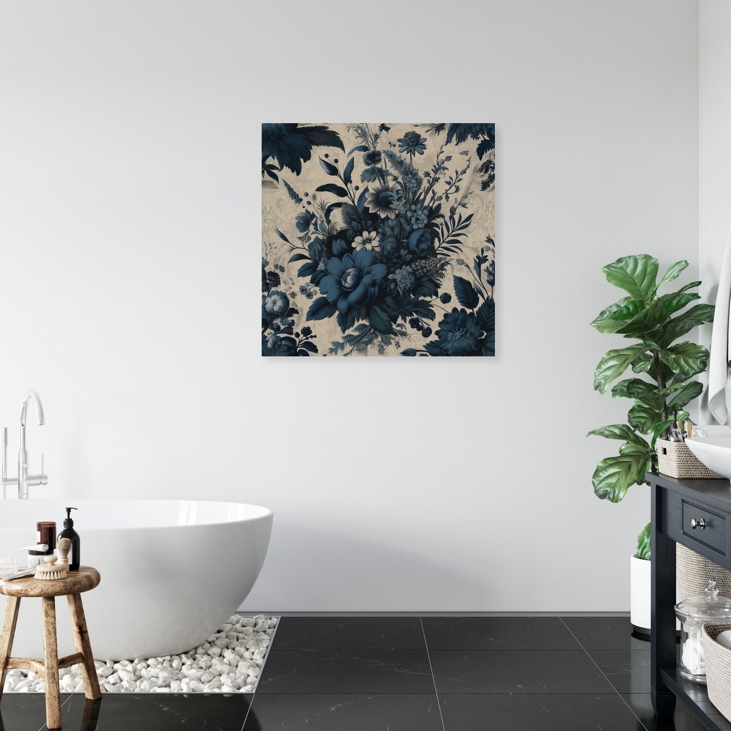 Vintage Navy Botanicals Canvas