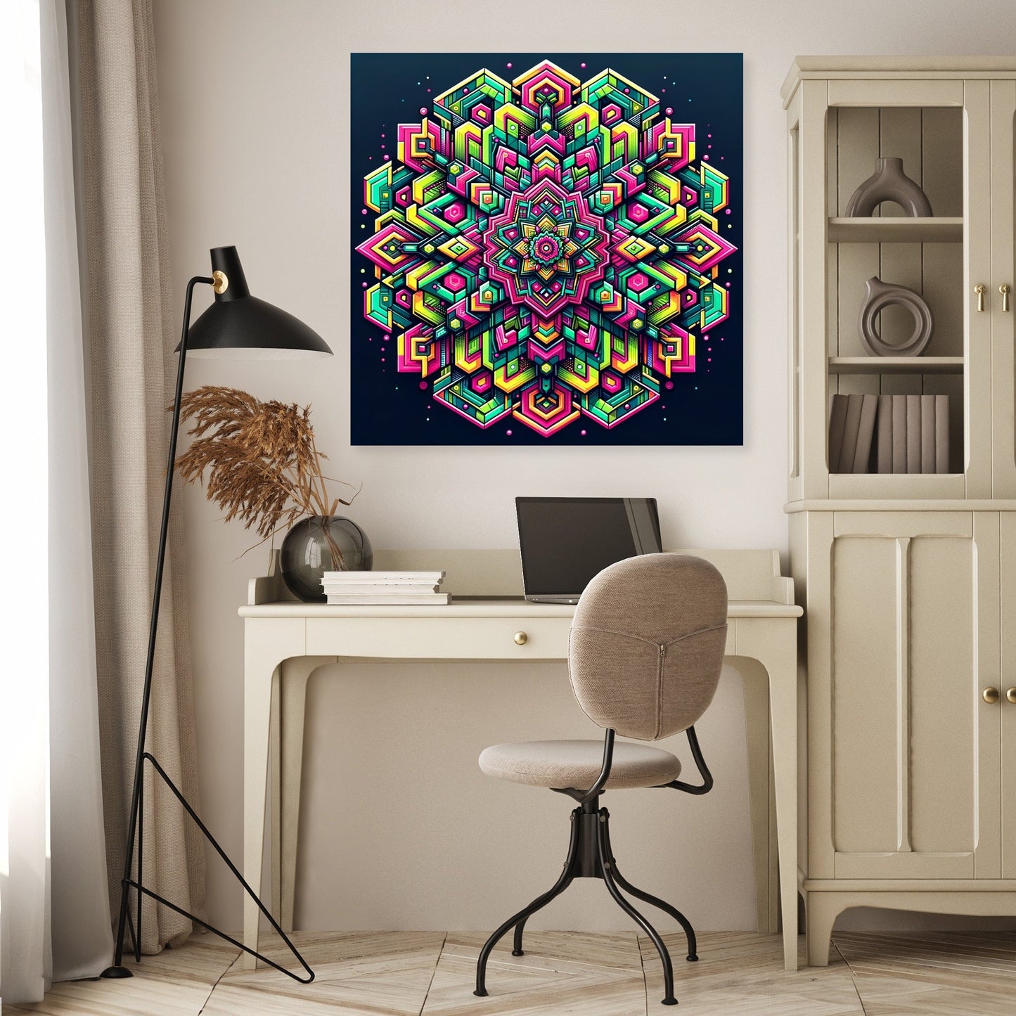 Neon Hexa-Diamond Canvas