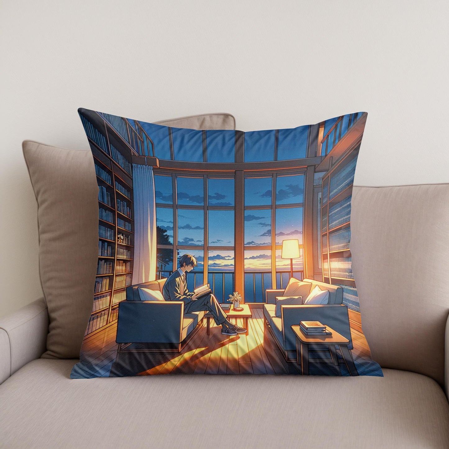 Twilight Library Calm Cotton Cushion
