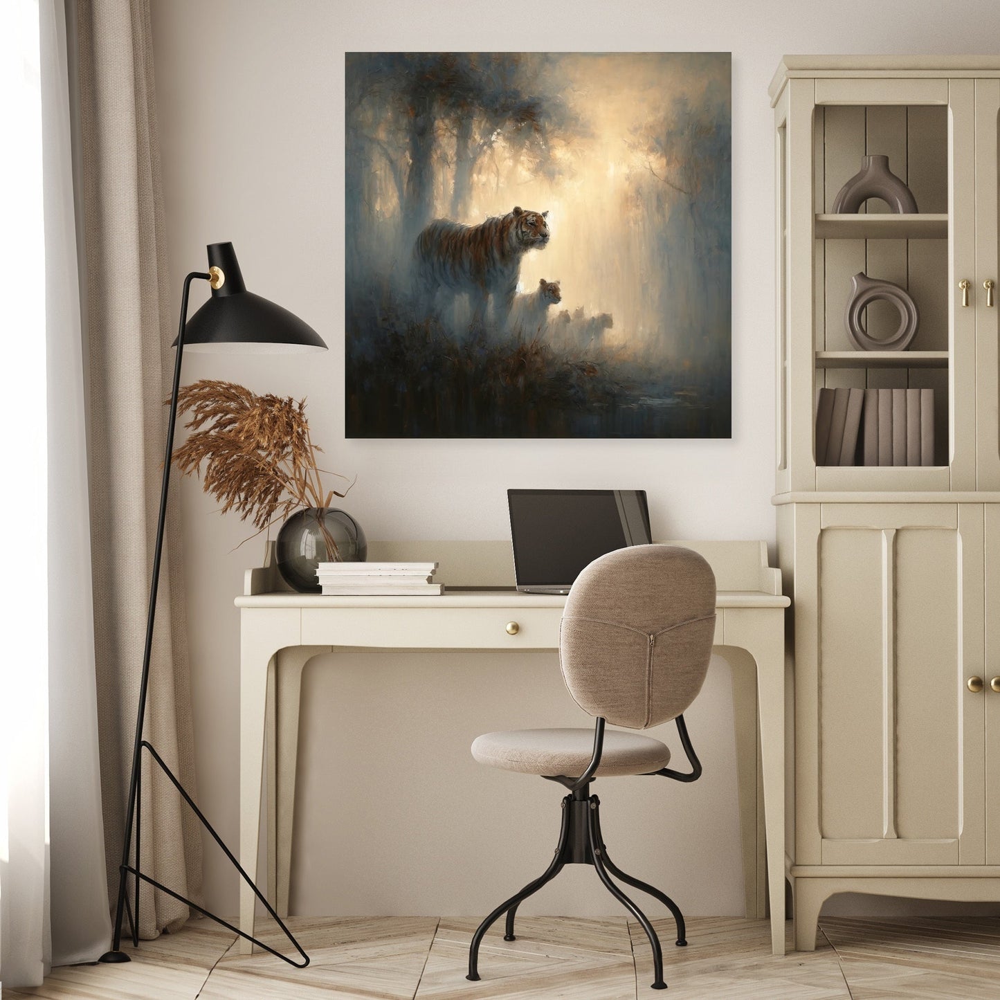 Tigers Family in the Mist Canvas
