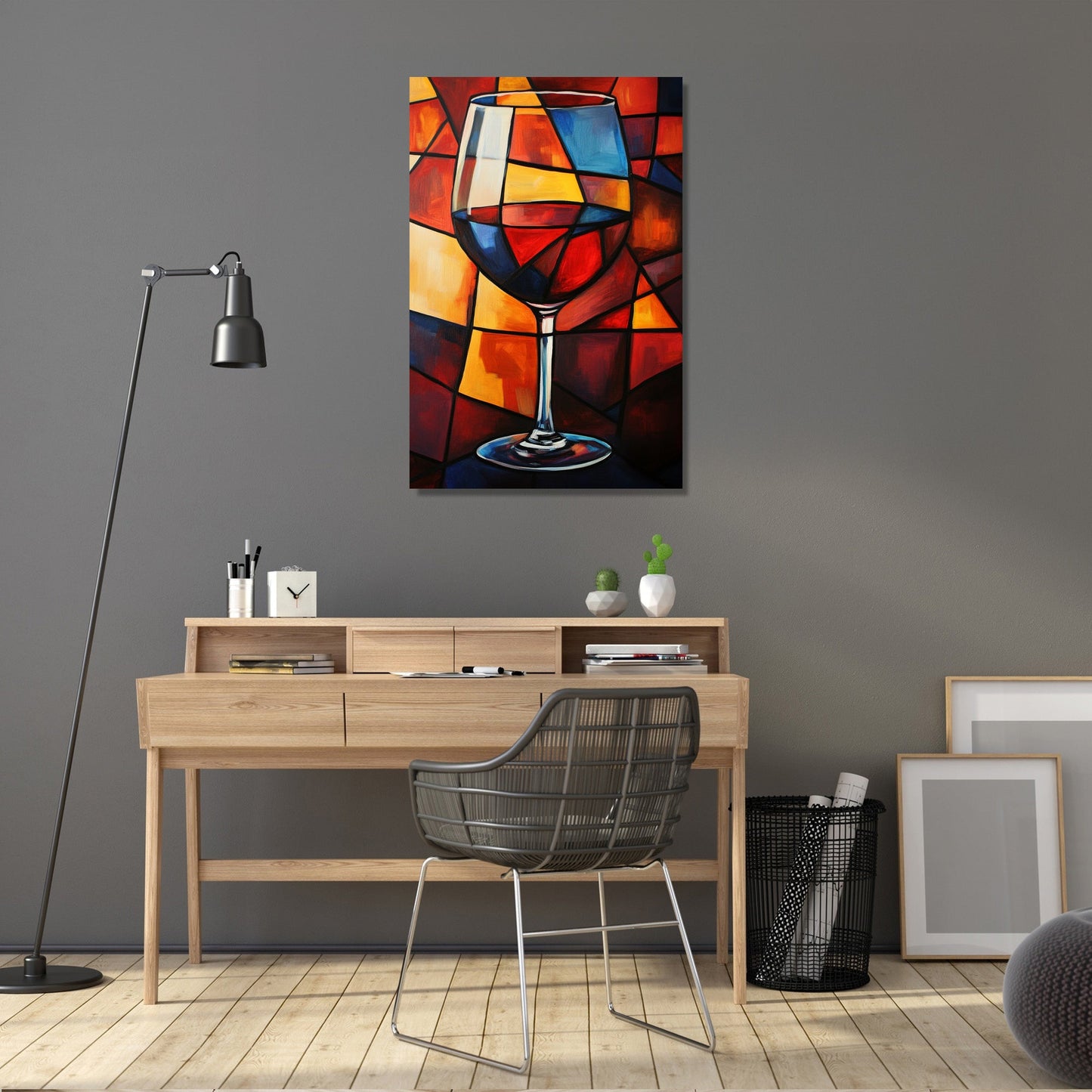 Geometric Wine Glass Canvas
