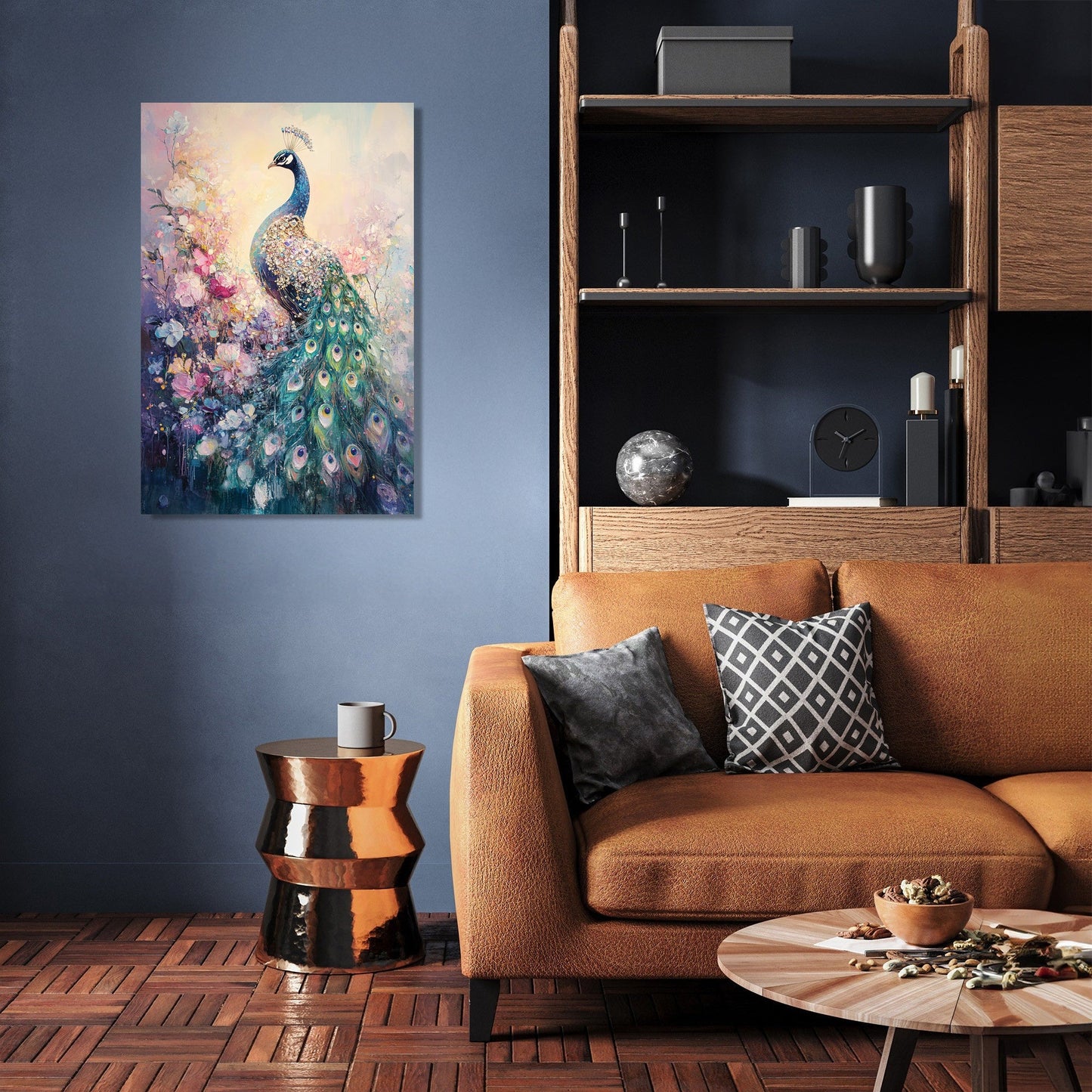 Jewel-Clad Peacock Canvas