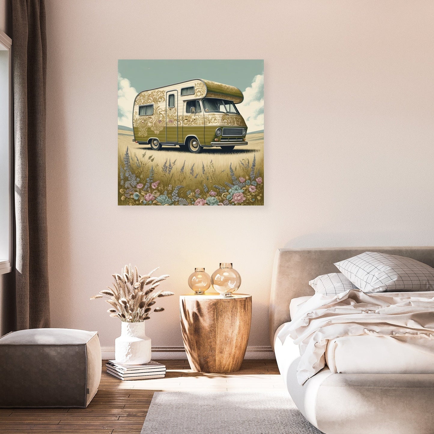 Retro Flower Camper Canvas