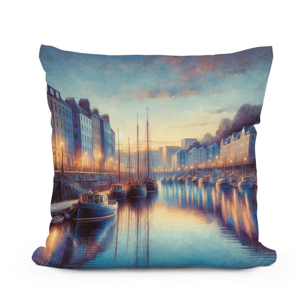Bristol Harbourside Dusk Cotton Cushion
