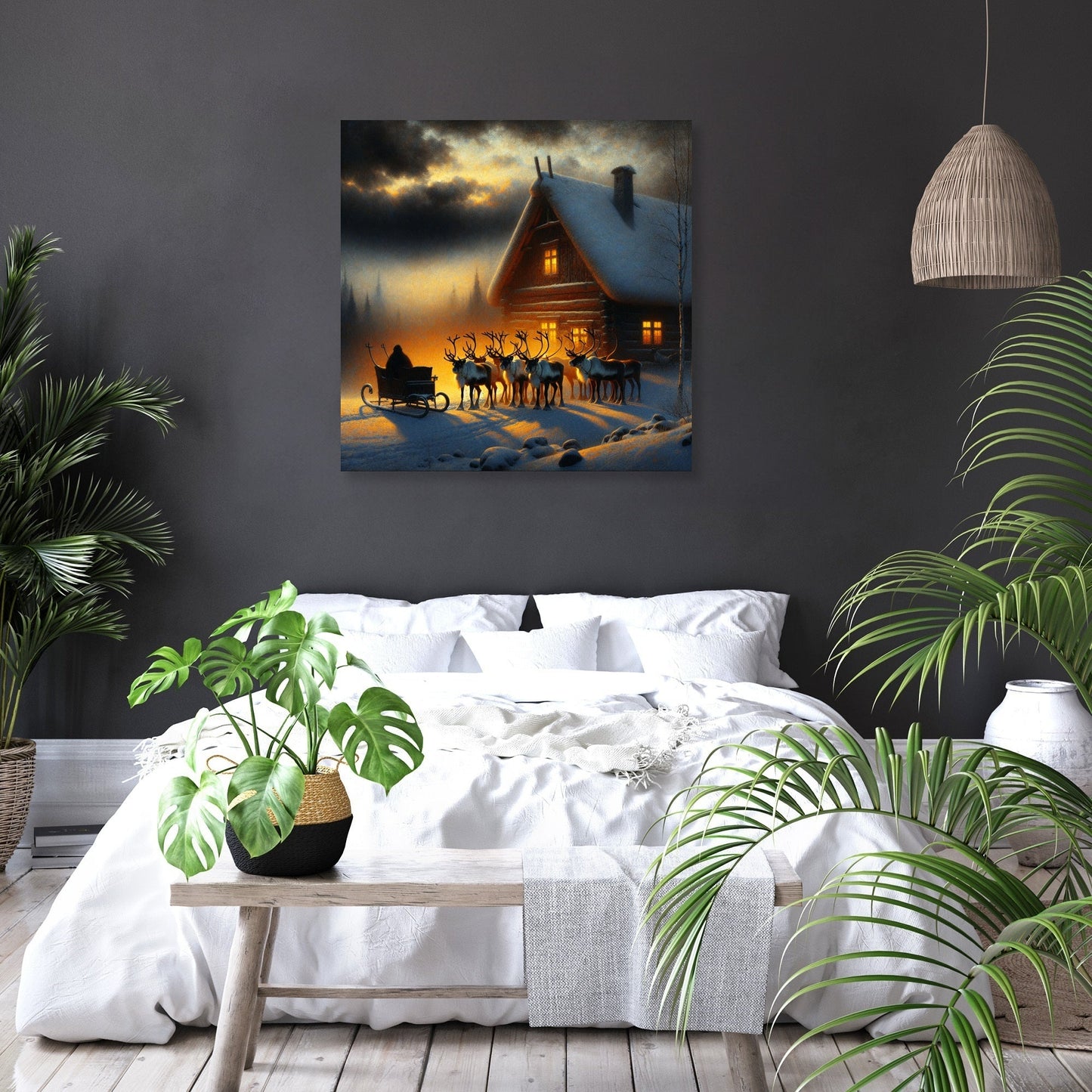 Reindeer Vigil Dusk Canvas