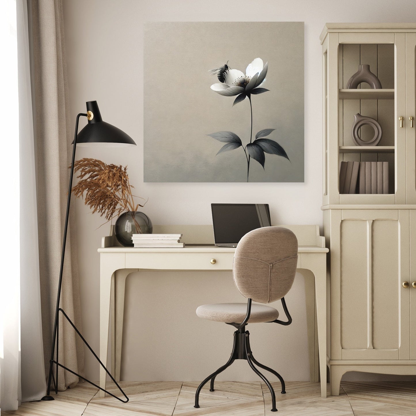 Solitude in Bloom Bee Canvas