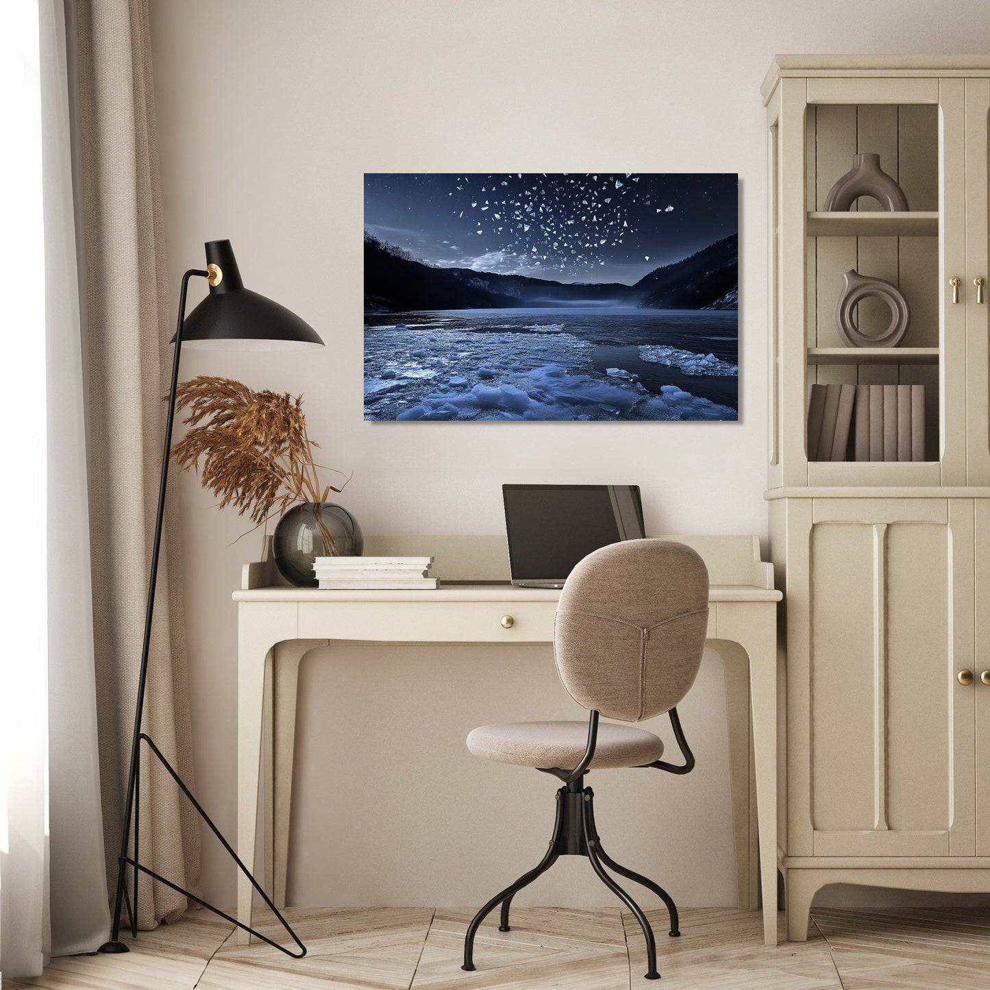 Moonlit Frozen Lake Canvas