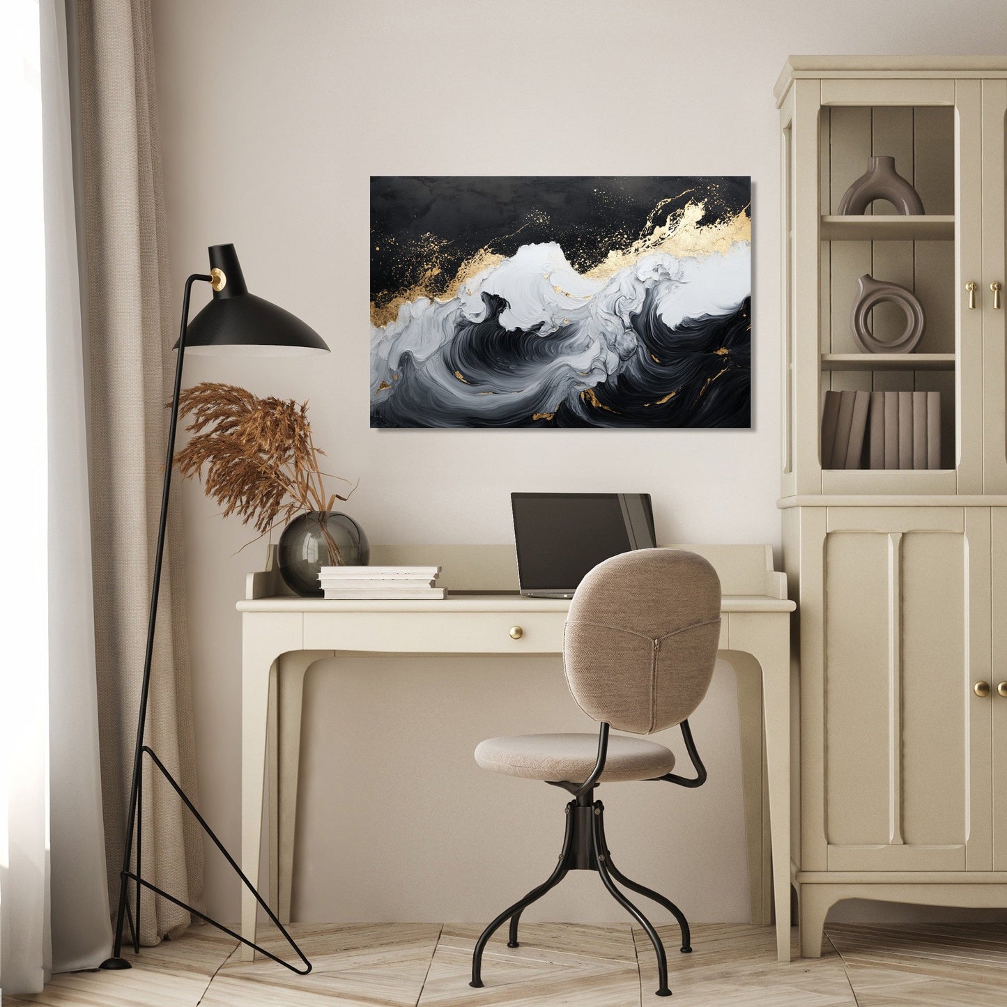 Golden Crest Waves Canvas