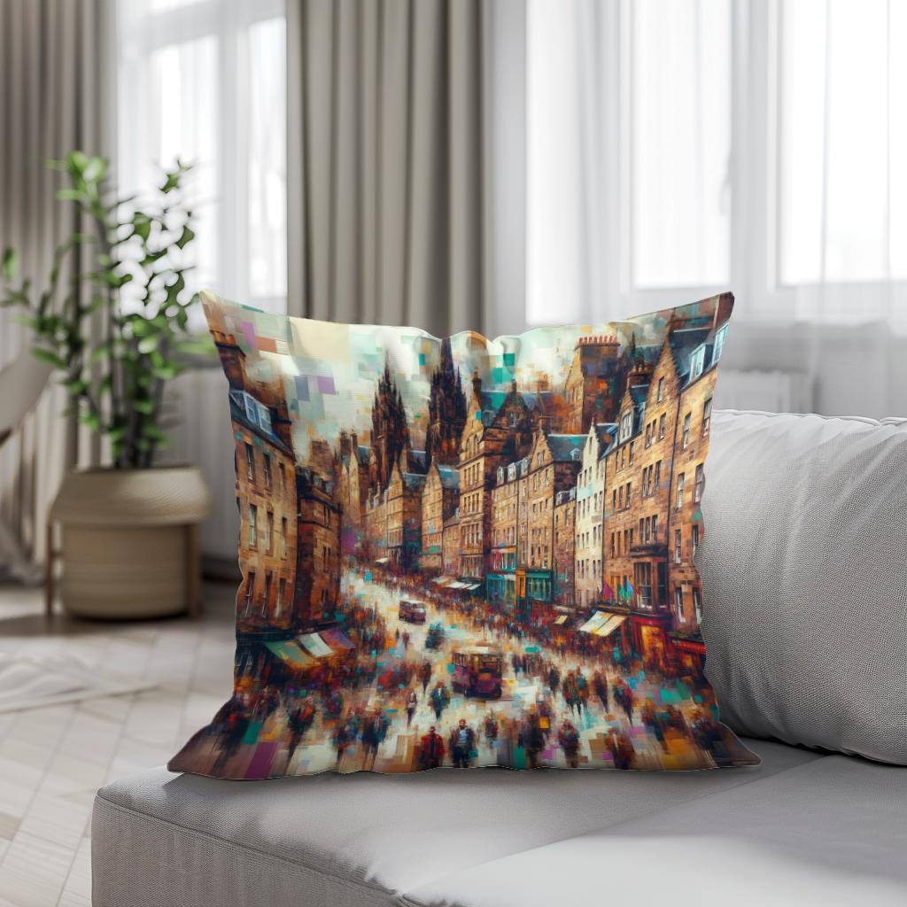 Edinburgh Royal Mile Abstract Essence Cotton Cushion