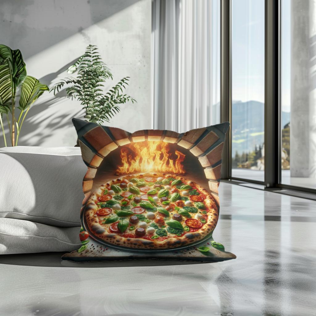 Rustic Italian Pizza Cotton Cushion