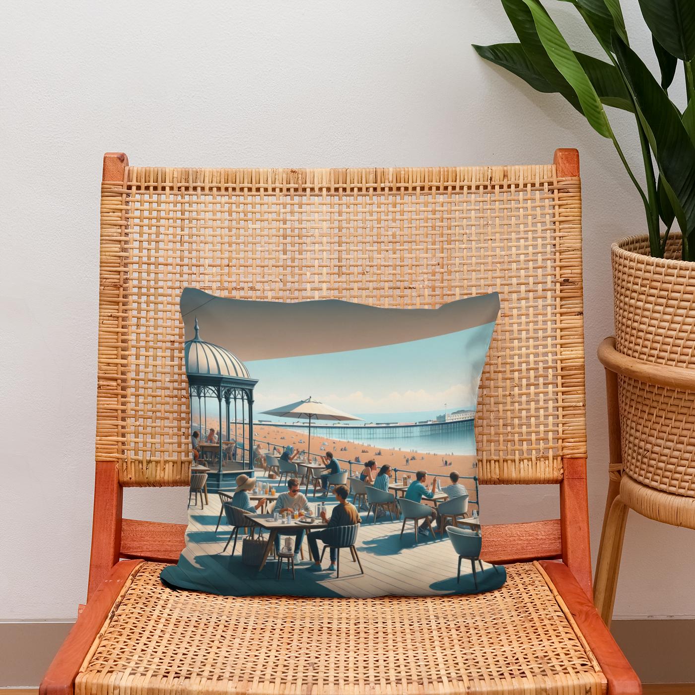 Contemporary Brighton Café Cotton Cushion