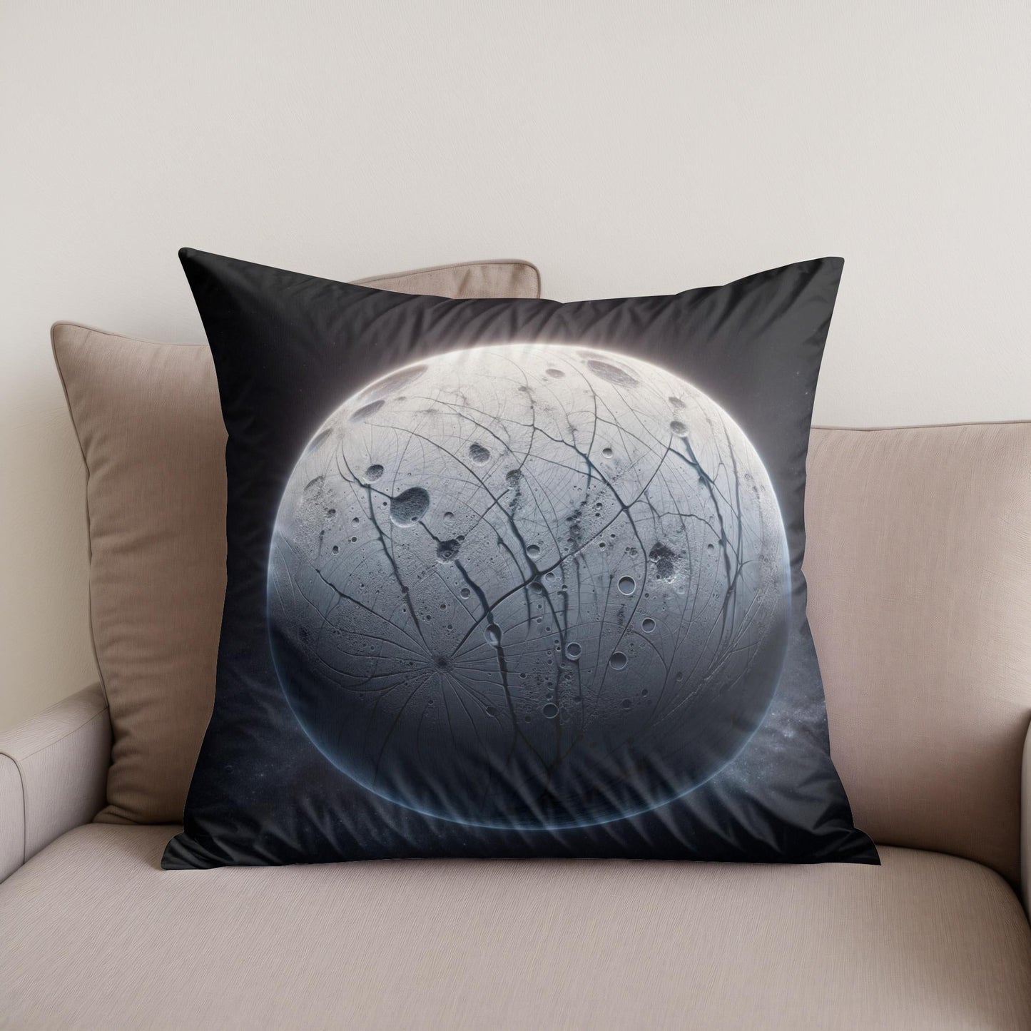 Europa's Subsurface Mystery Cotton Cushion