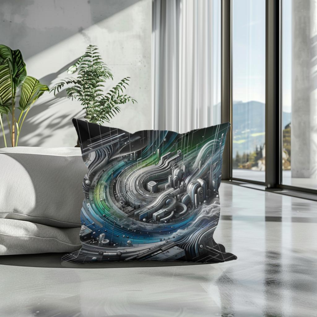 Cybernetic Vista Cotton Cushion