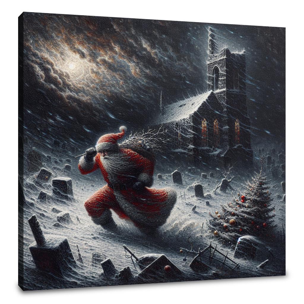 Resilient Santa's Stormy Christmas Canvas