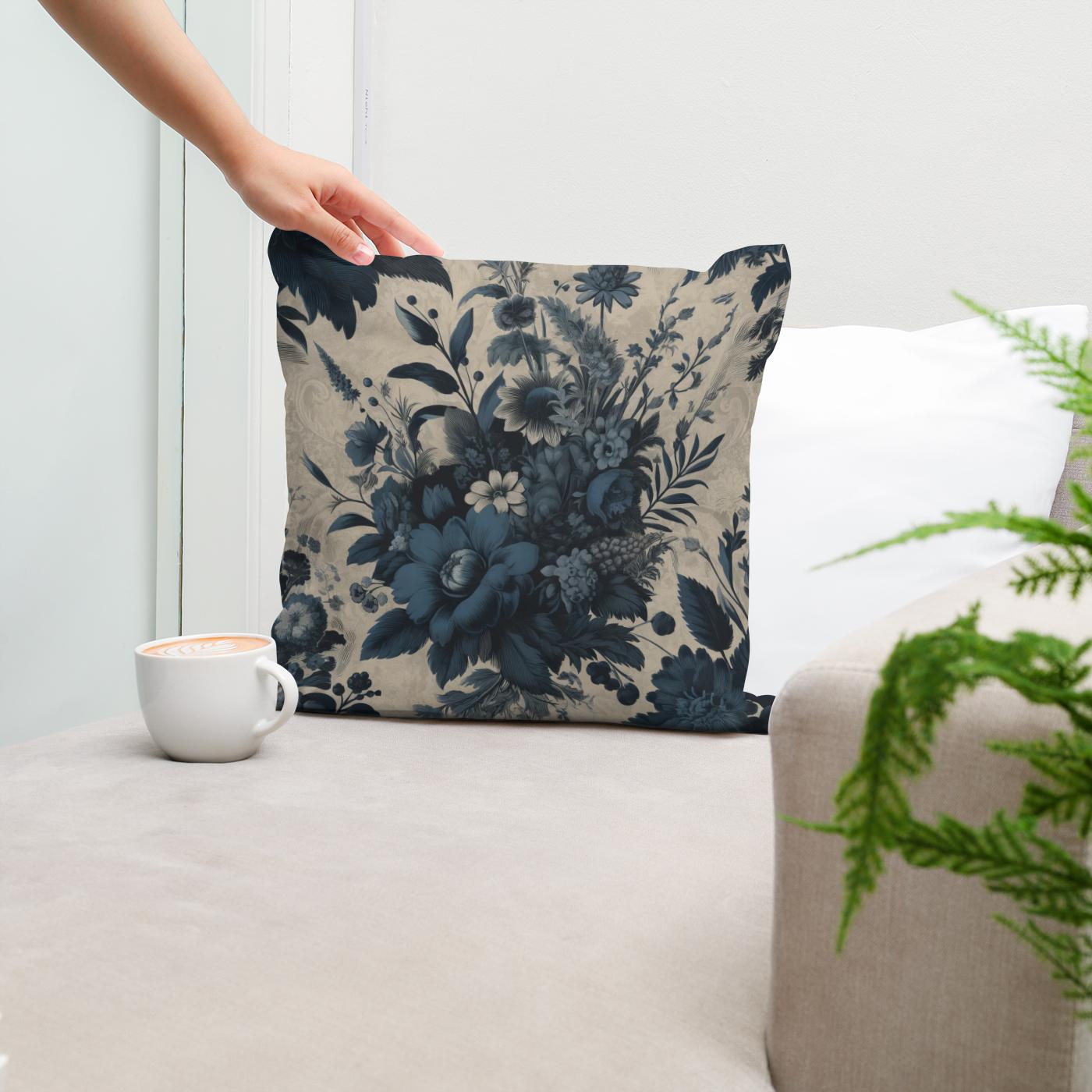 Vintage Navy Botanicals Cotton Cushion