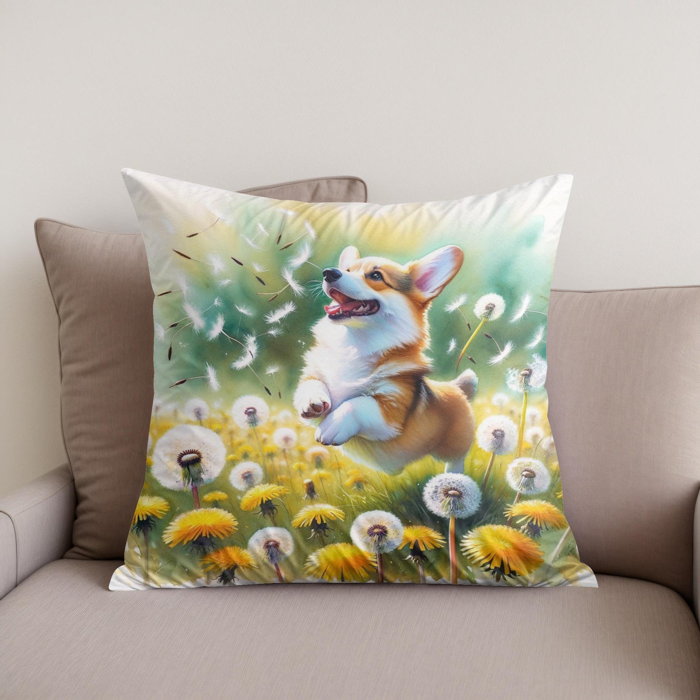 Corgi Whimsy Cotton Cushion