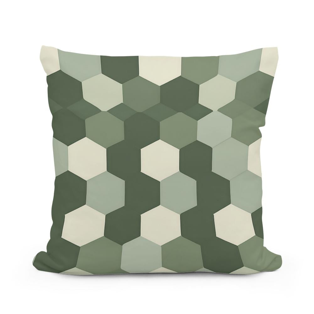Olive Celadon Hexagon Cotton Cushion