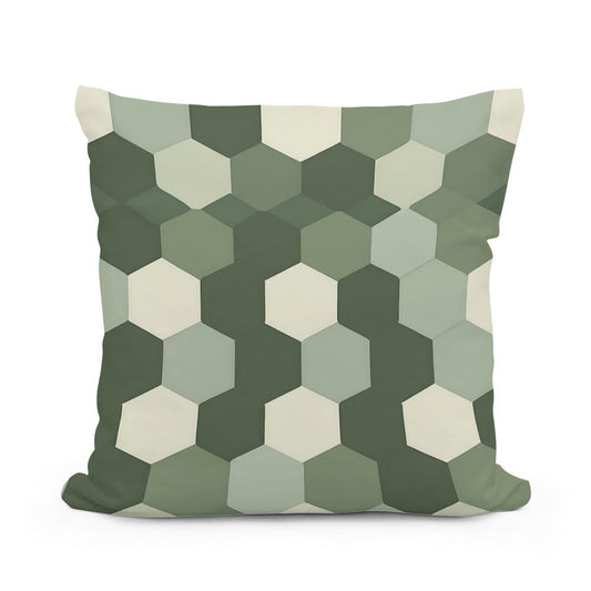 Olive Celadon Hexagon Cotton Cushion