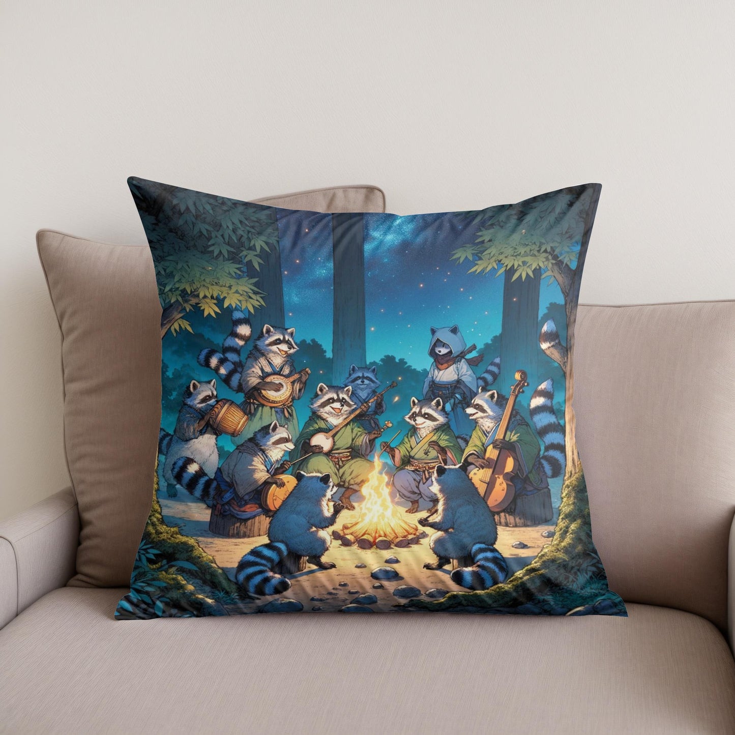 Enchanted Tanuki Festivity Cotton Cushion