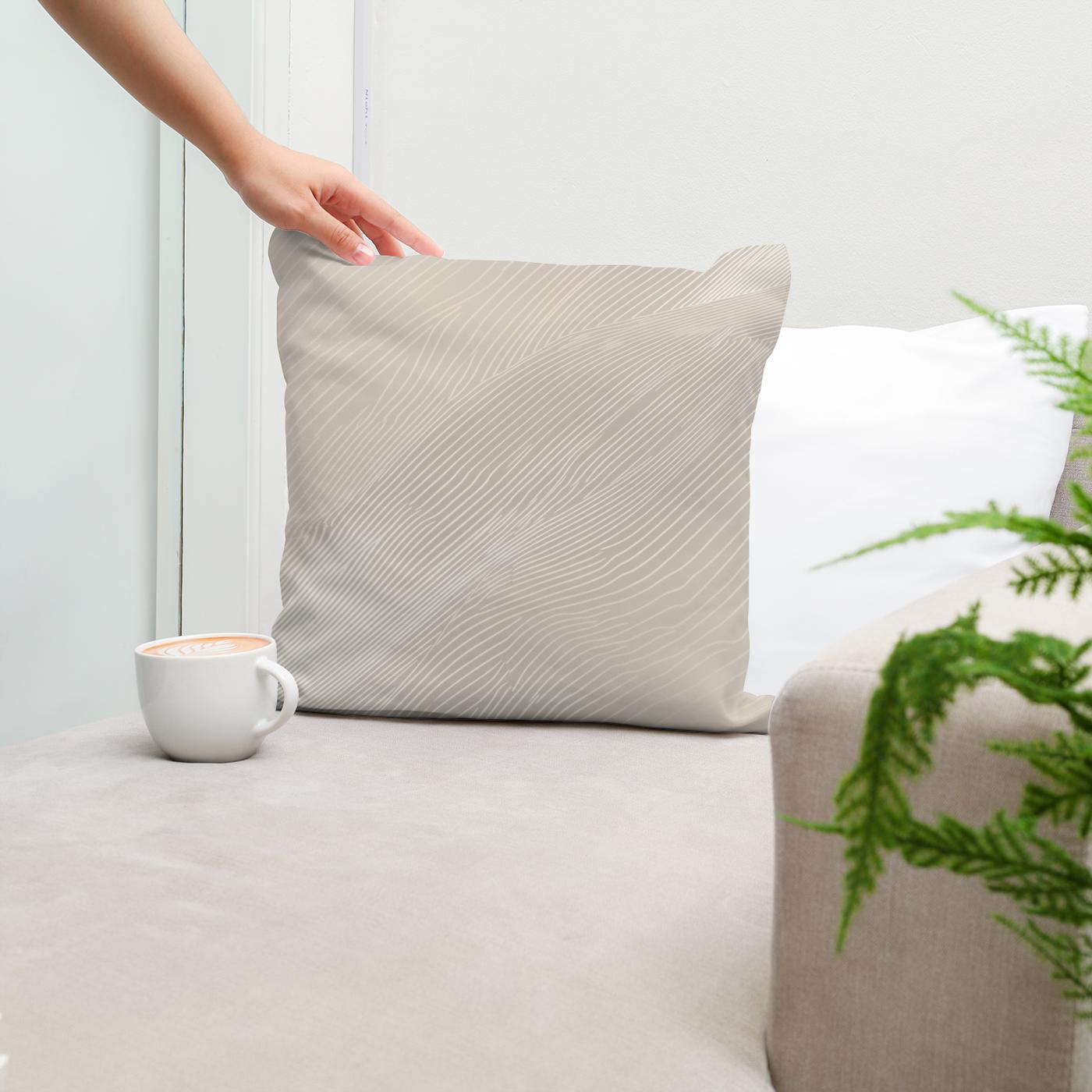 Light Taupe Micro Line Cotton Cushion