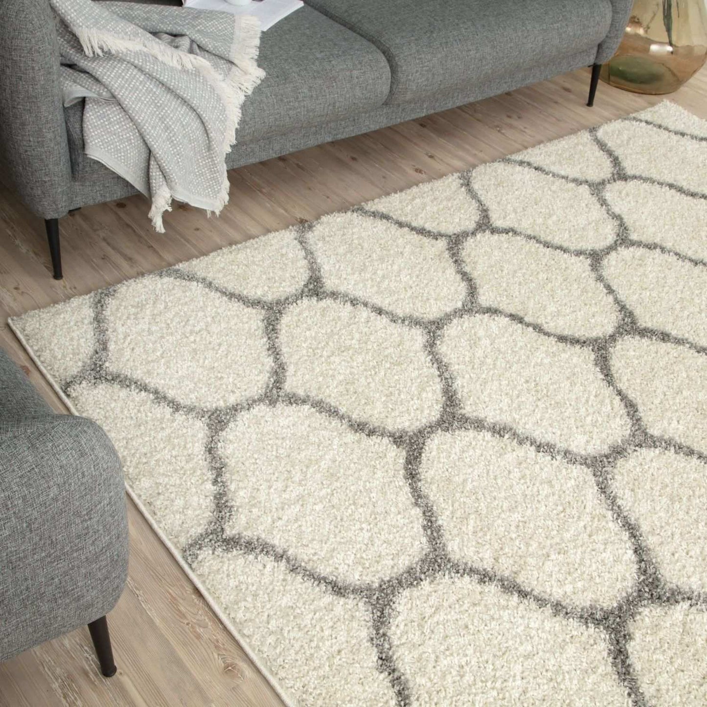 Moroccan Ivory Shaggy Rug | 600
