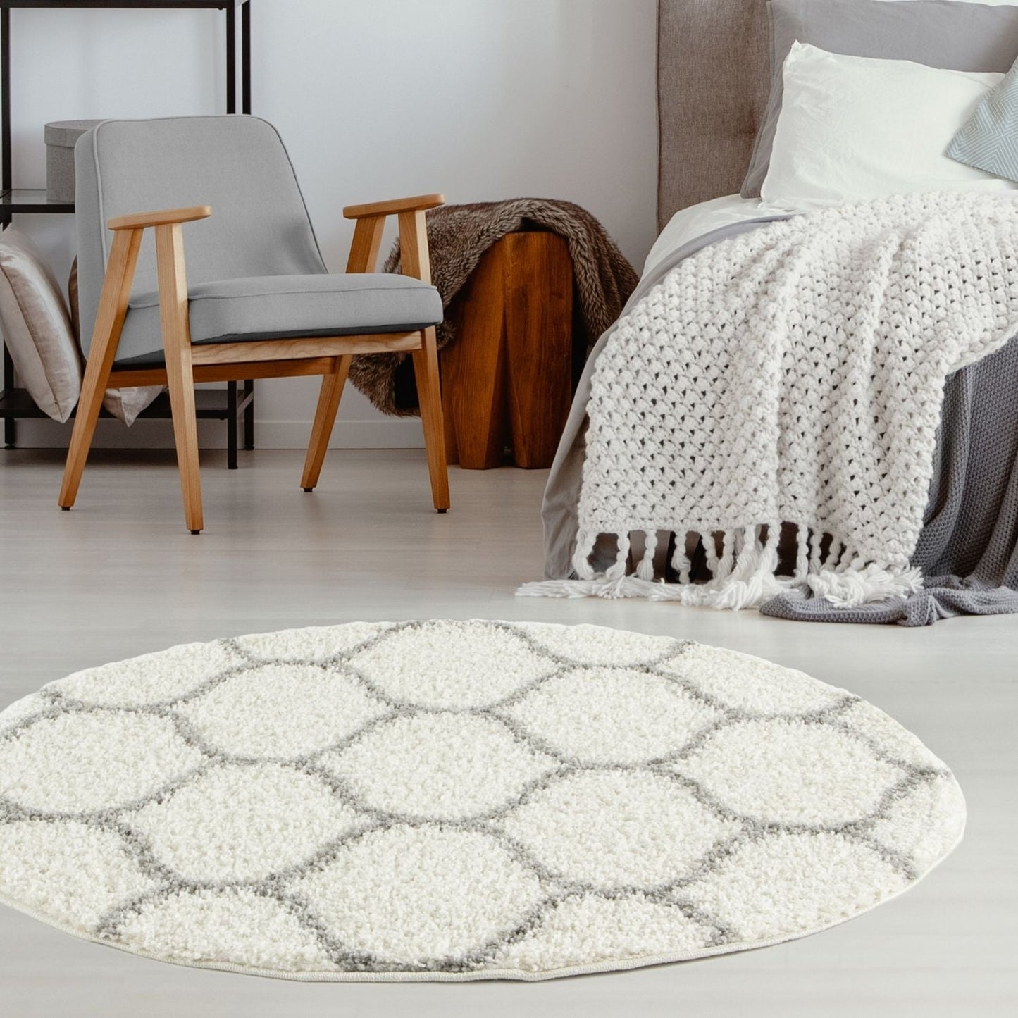 Moroccan Ivory Shaggy Rug | 600