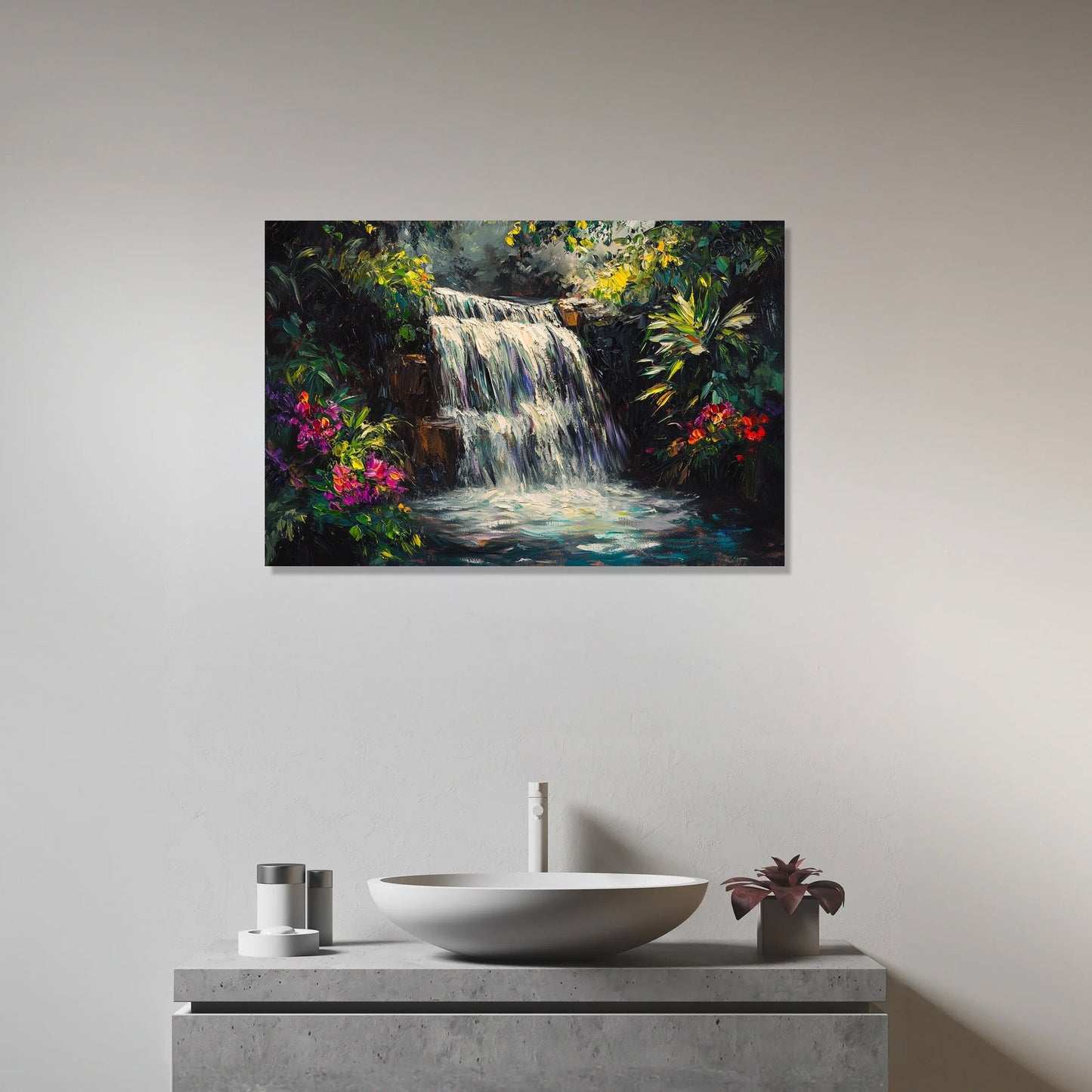 Waterfall Tranquillity Nostalgia Canvas