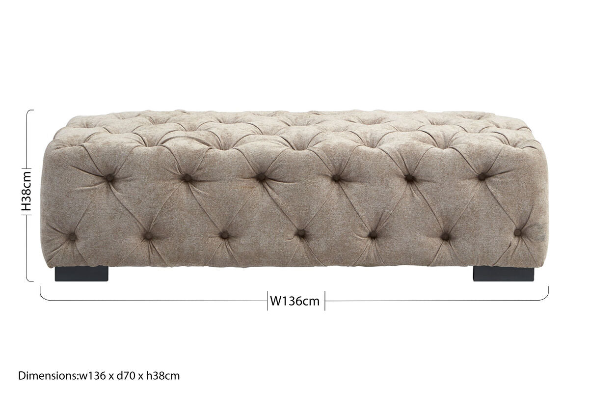 Fenton Natural Fabric Footstool with Rectangular Design