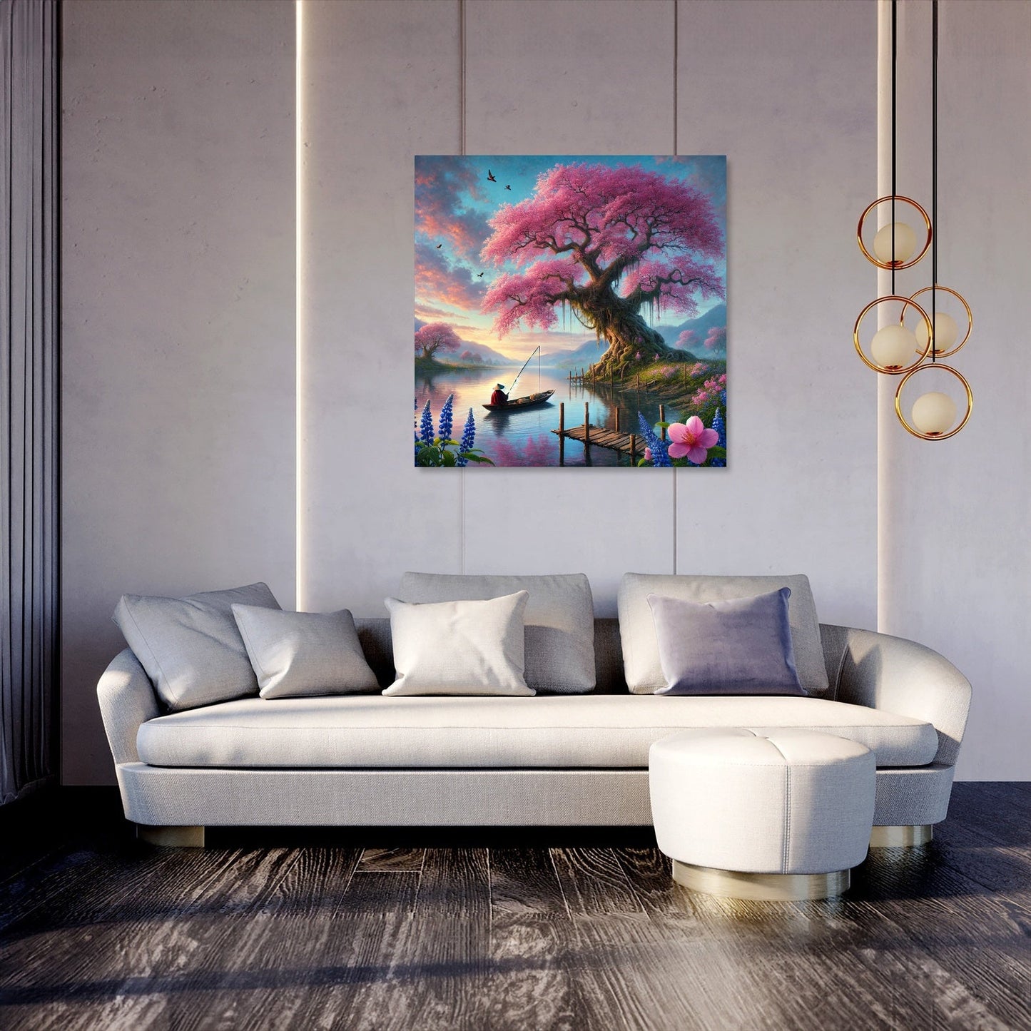 Tranquil Blossom Lake Canvas