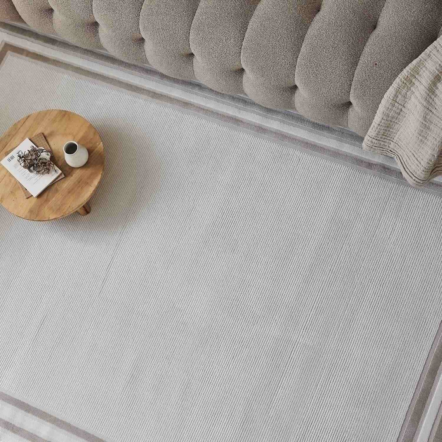 Carmel Cream-Beige Bordered Rug | 6060