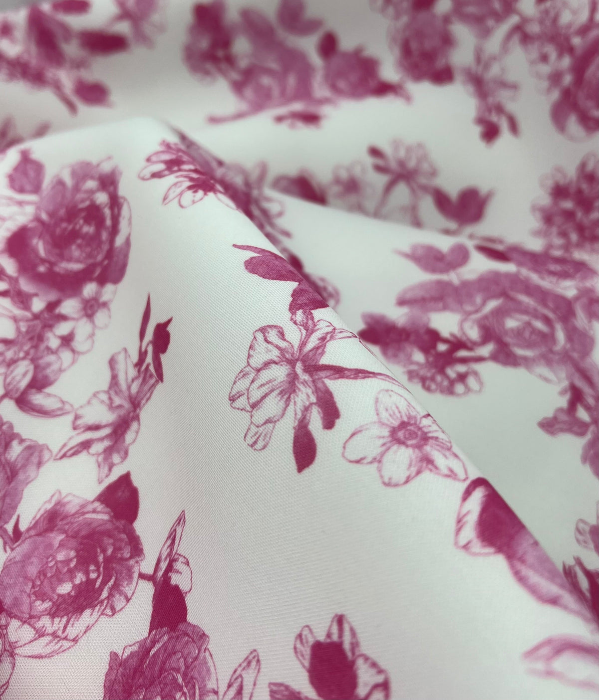 Pink Flower Scuba Foam 3D Mono Jersey Fabric 2 Way Stretch