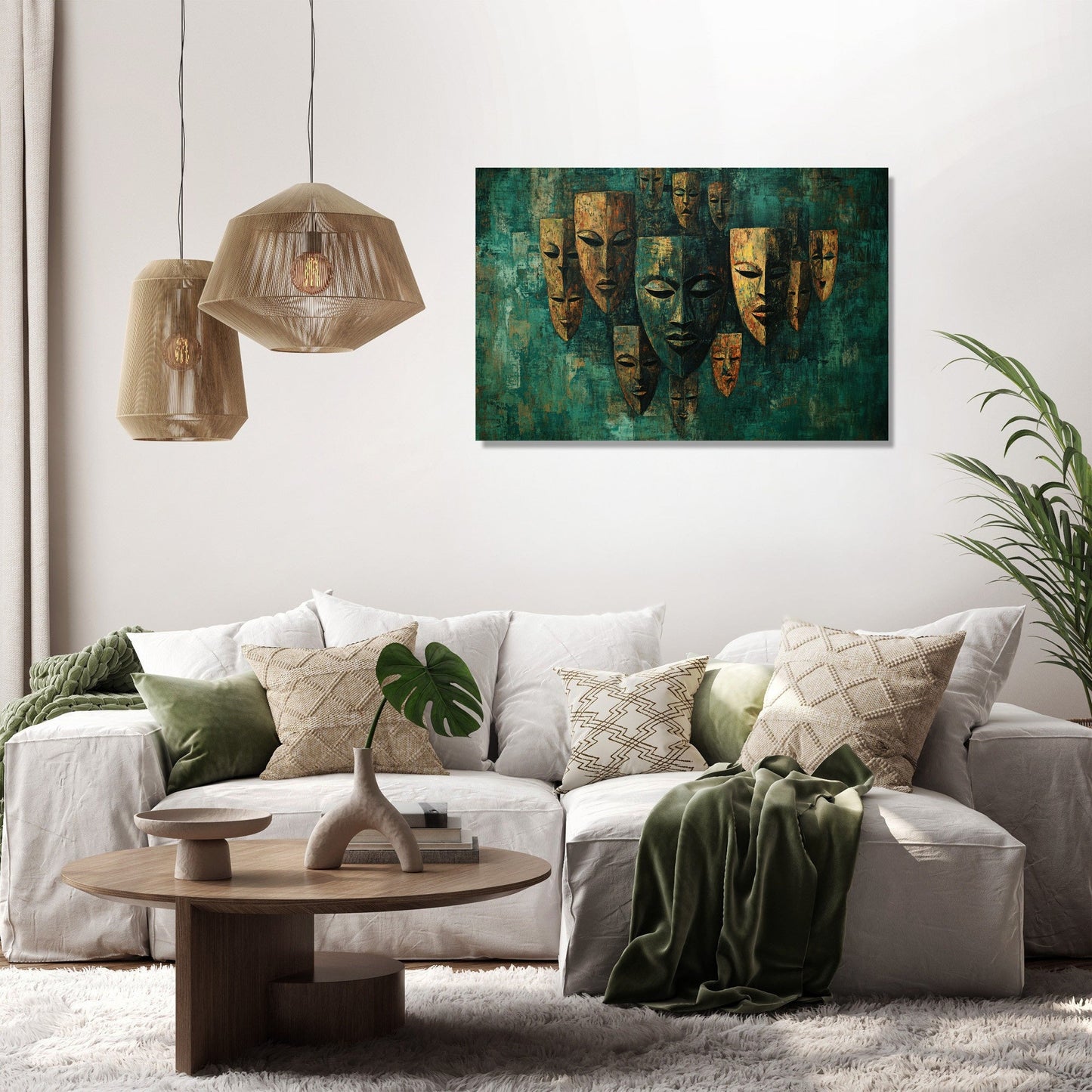 Tribal Masks Forest Canvas