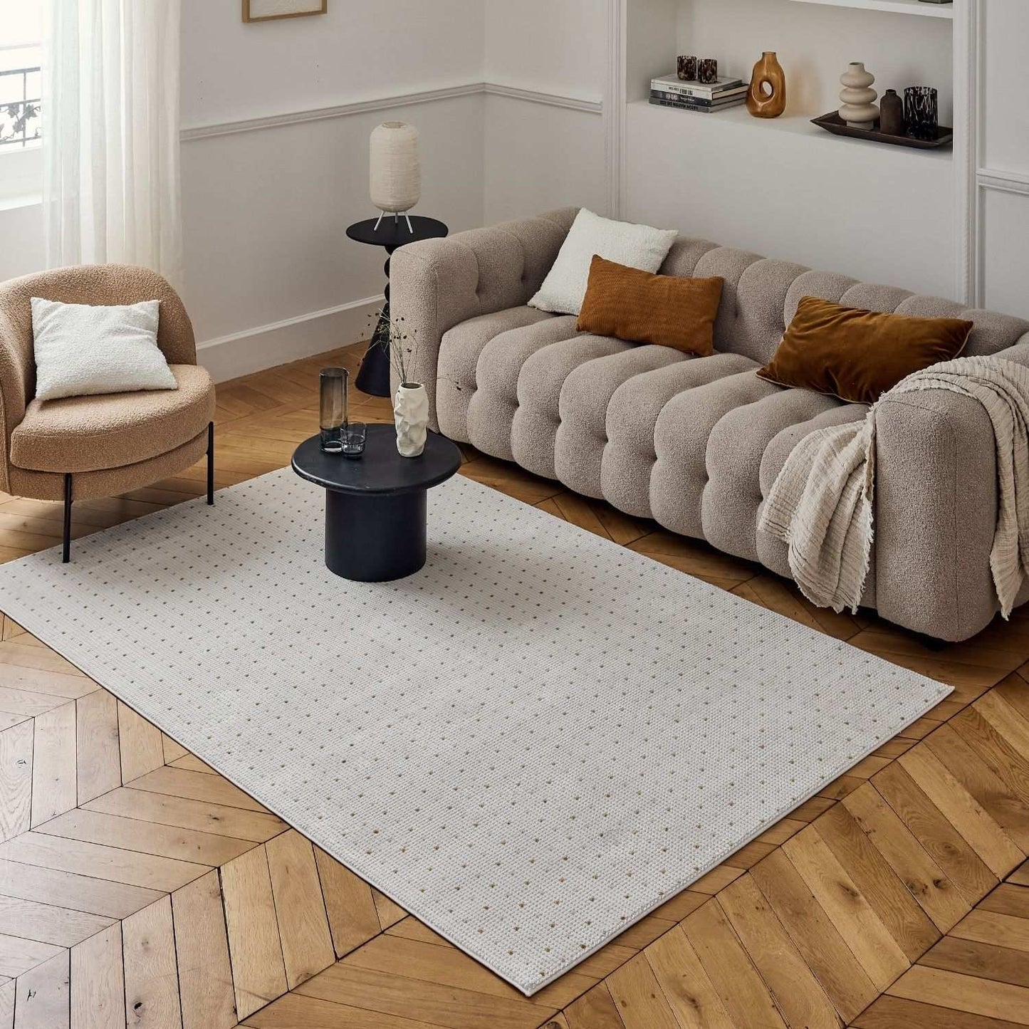 Carmel Cream-Gold Dots Rug | 6080