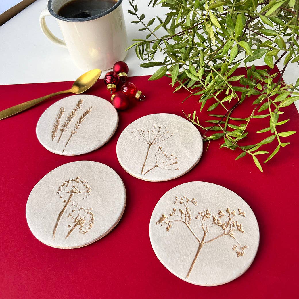 Gold Wild Flower Ceramic Coasters - LIMITED EDITION