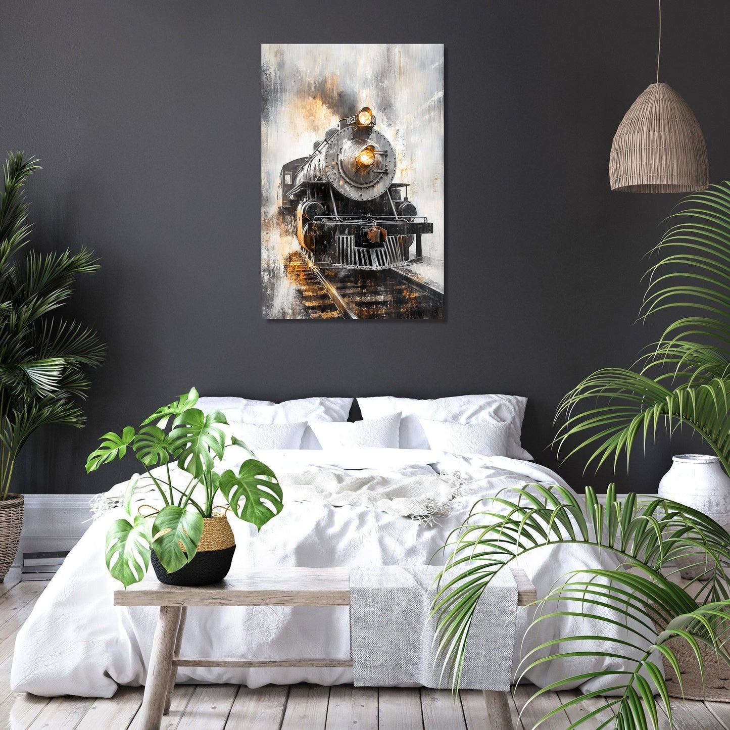 Golden Gleam Locomotive Canvas