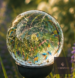 Mixed Finish Glass Orb Garden Stake