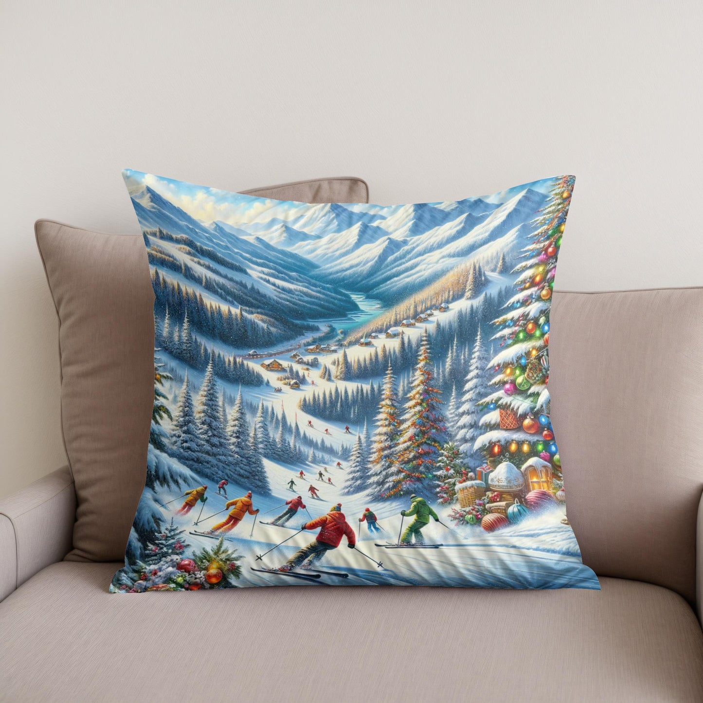 Holiday Slopes Cotton Cushion