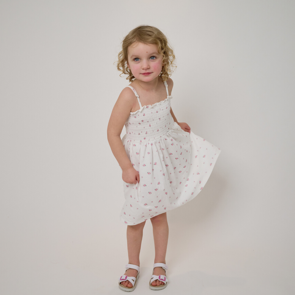 Let's Play Floral Jersey Dress - Cream