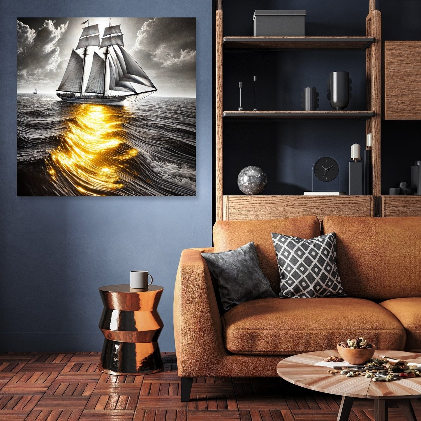 Golden Reflection Sailboat Canvas