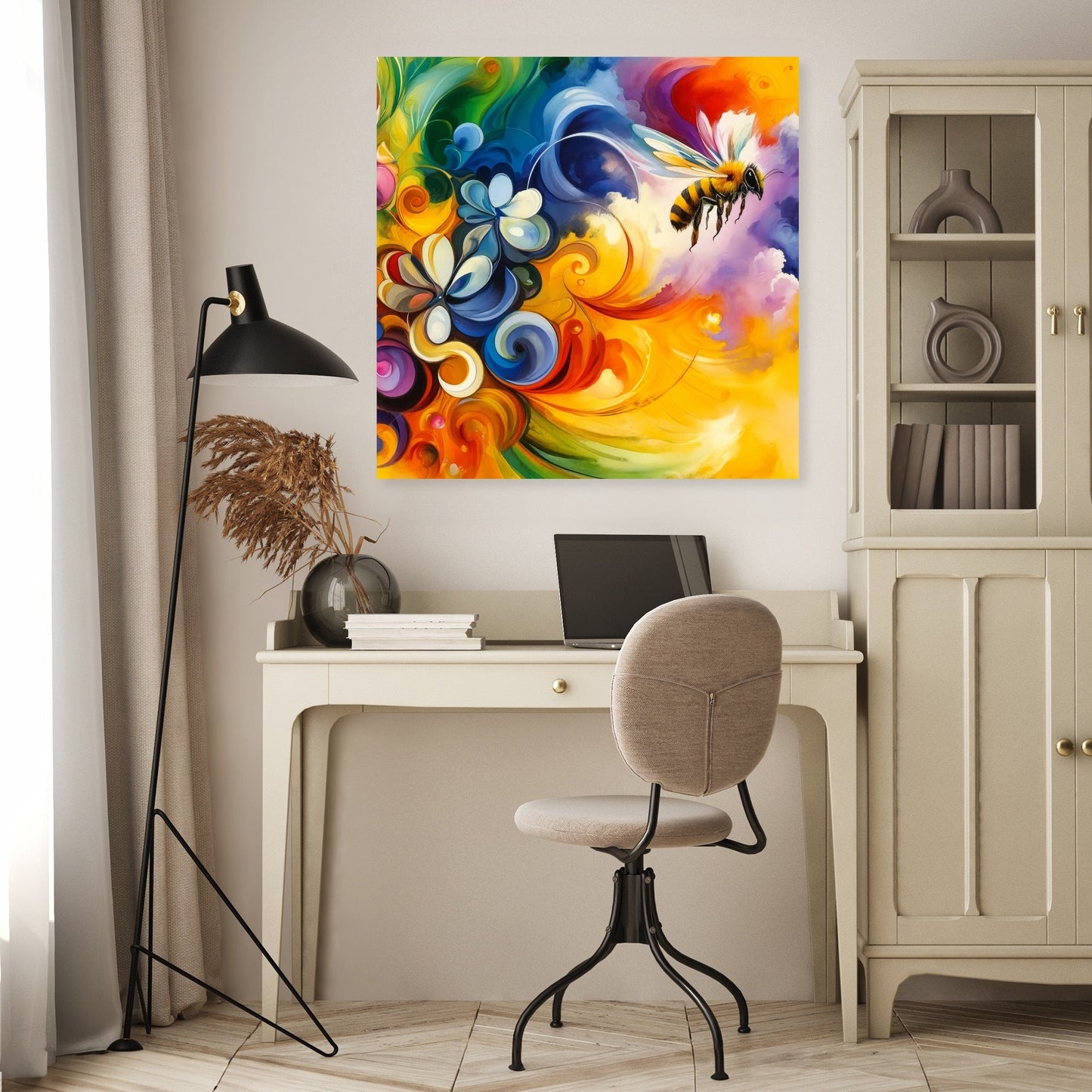 Vibrant Pollination Bee Canvas