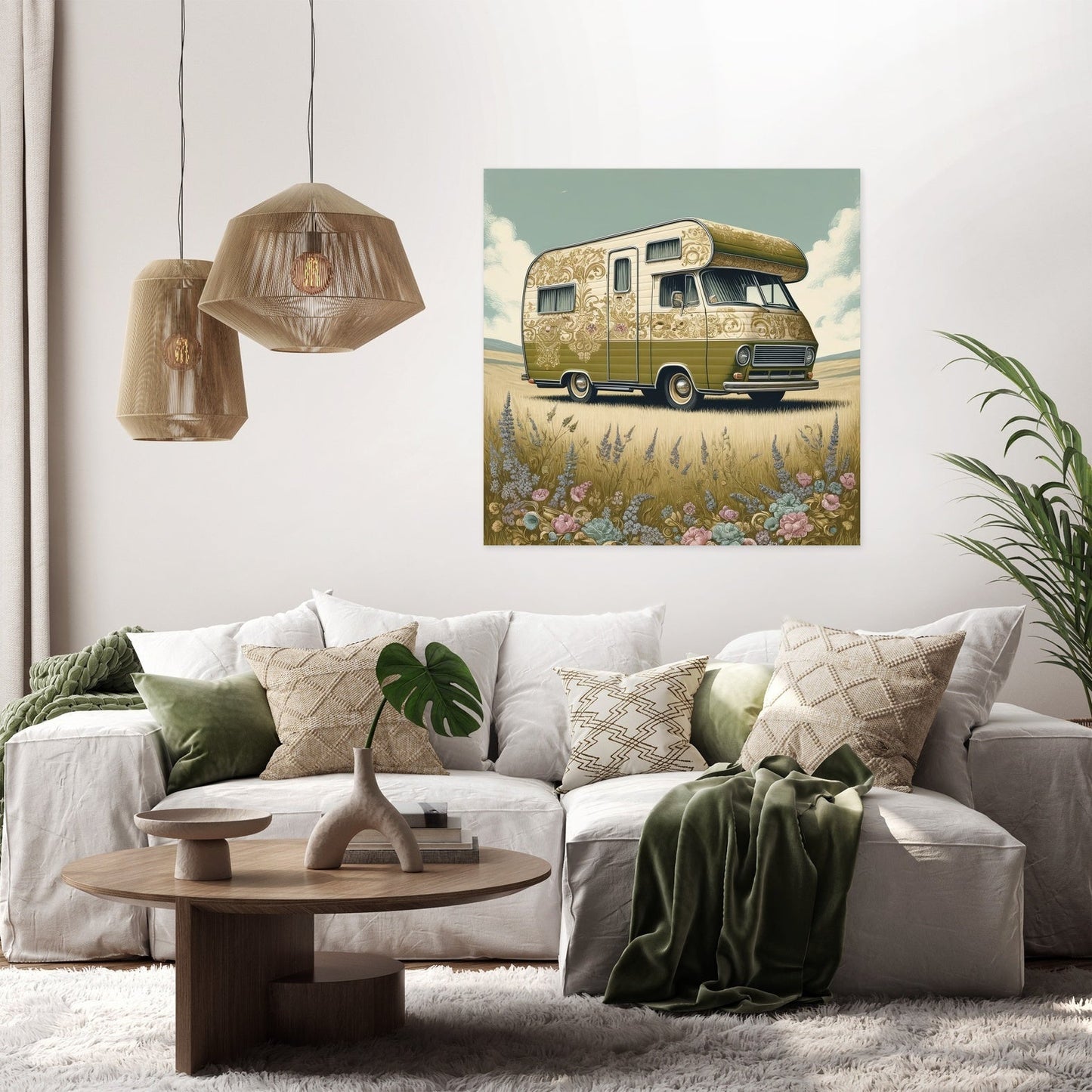 Retro Flower Camper Canvas
